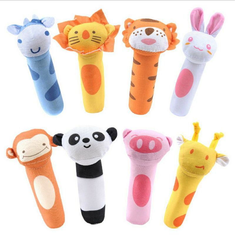 Animal Rattle Plushie Doll Mainan Stick Toet Toet - Mainan Boneka Bayi Bunyi - Boneka Stik Bayi