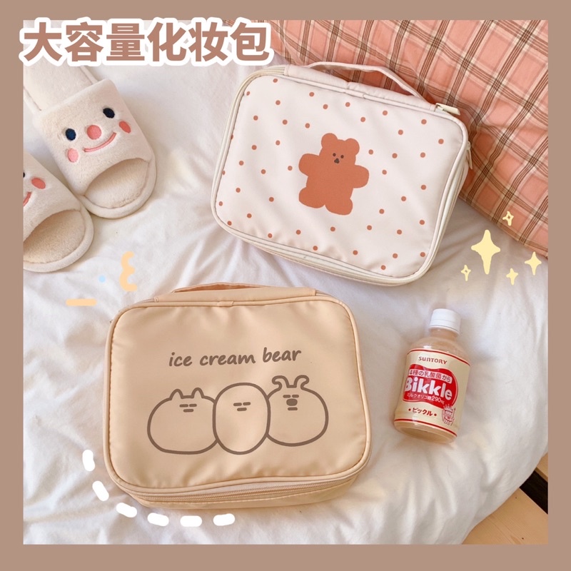 PREMIUM KOREAN MAKEUP POUCH BAG / TAS KOSMETIK KAIN/ POUCH KARAKTER LUCU SERBAGUNA/ TAS SKINCARE TRAVEL