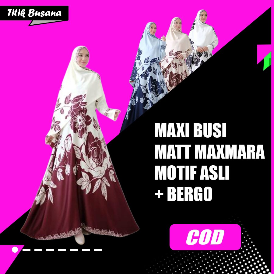 Gamis Syar’i Vetta Gamis Wanita Muslim Busui Maxi Lengan Panjang Matt Maxmara Motif Kembang Fit XL