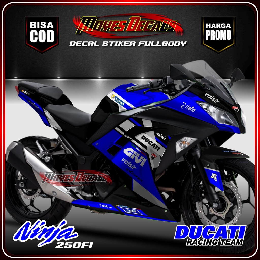 Decal Ninja 250 FI - Custom Ducati Biru Variasi Type 01