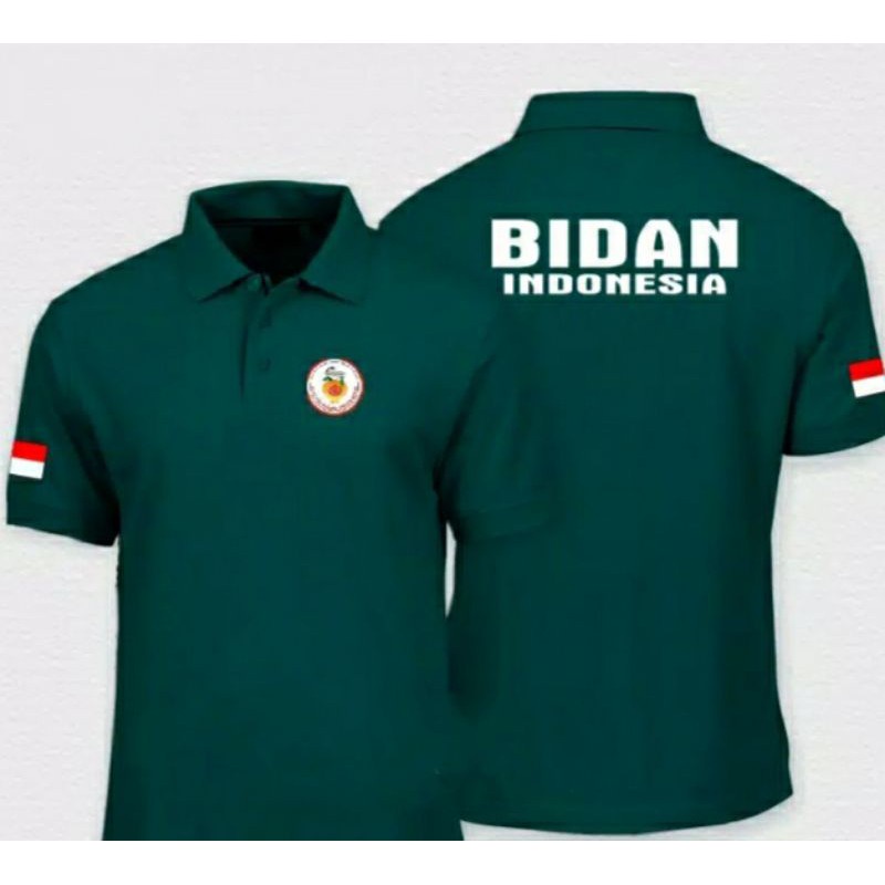 Kaos Bidan Indonesia polo katun kaos bidan full bordir depan belakang