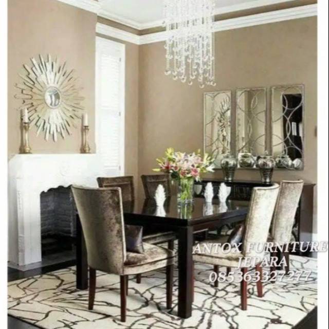 Meja makan mewah klasik kayu jati