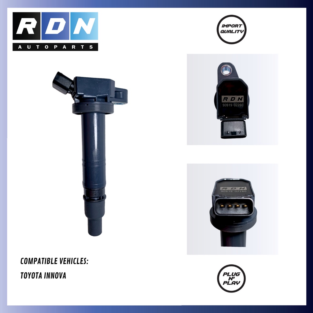 IGNITION COIL KOIL TOYOTA INNOVA FORTUNER HILUX BENSIN 2.0 RDN 90919-02260 RDN AUTOPARTS ASLI ORIGIN