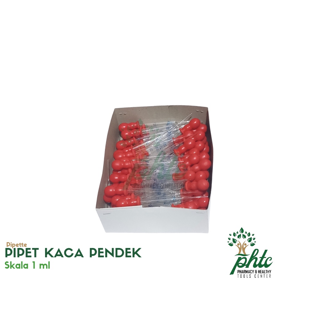 PIPET KACA PENDEK SKALA 1 ml harga per box isi 100pcs