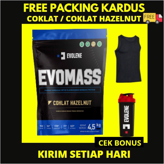 Evolene Evo Mass Gainer EvoMass 10 Lbs BPOM HALAL 10Lbs 10Lb LB 4.5 KG 4.5kg kilo gram 4,5 4,5kg ++ COKLAT / HAZELNUT EVOMAS MAS SURPLUS KALORI GYM MUSCLE FITNESS PRO BSN NUTRITION ULTIMATE M1 FIRST EVOLEN EVOLIN EVOLINE VANILA VANILLA ICE CREAM