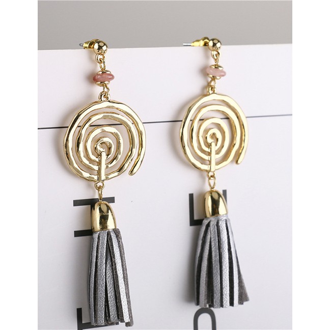 LRC Anting Tusuk Fashion Gray Tassel Dream Catcher Earrings D75016