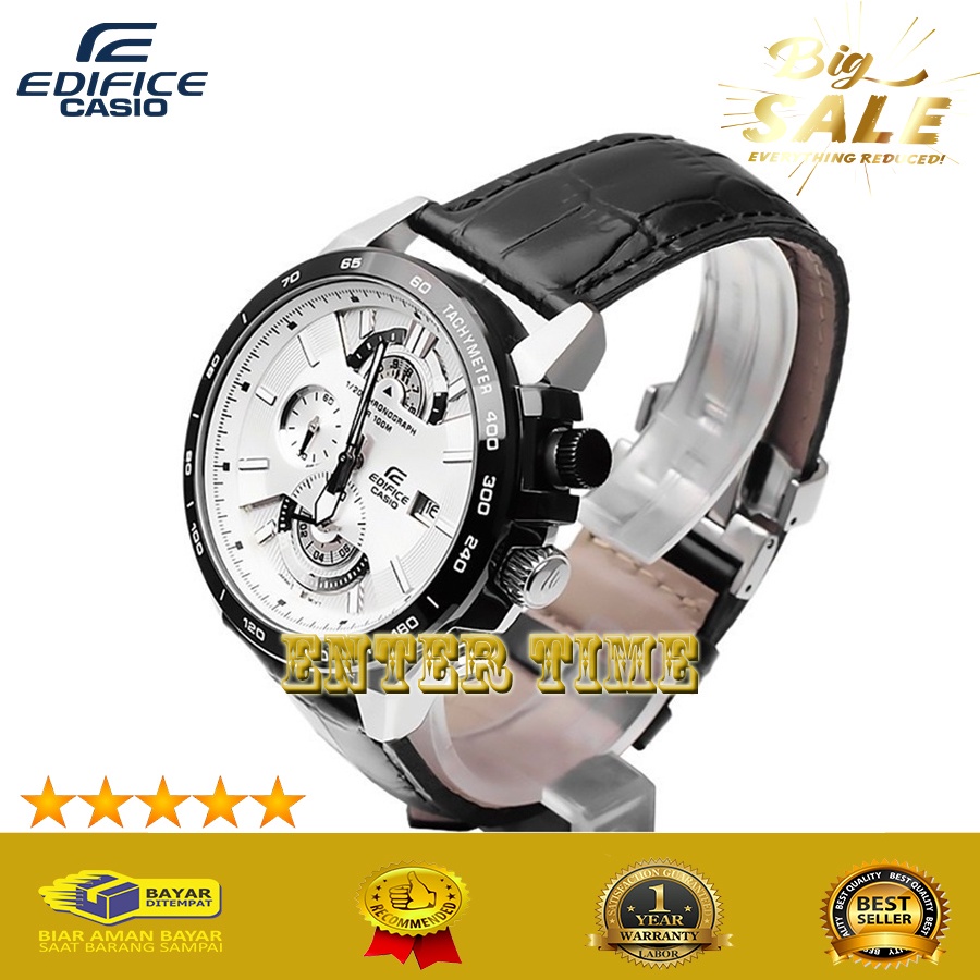 EXTRA HEMAT  JAM TANGAN PRIA KASUAL CASIO EDIFICE  TYPE EFR 520L-7AV LEATHER STRAP JAM TANGAN PRIA B