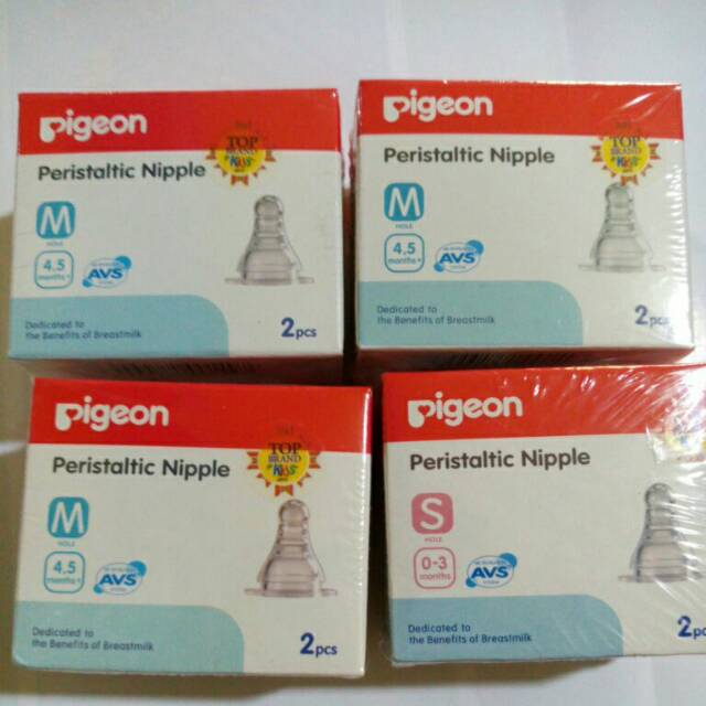 PIGEON DOT STANDAR NECK PERISTALTIK ISI 2, peristaltic nipple SLIM ukuran S M L , isi 2 pc