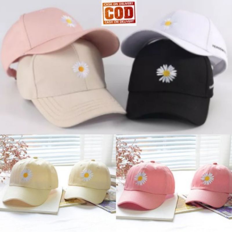 Topi Baseball Bordir Bunga Daisy Korean Style Hat