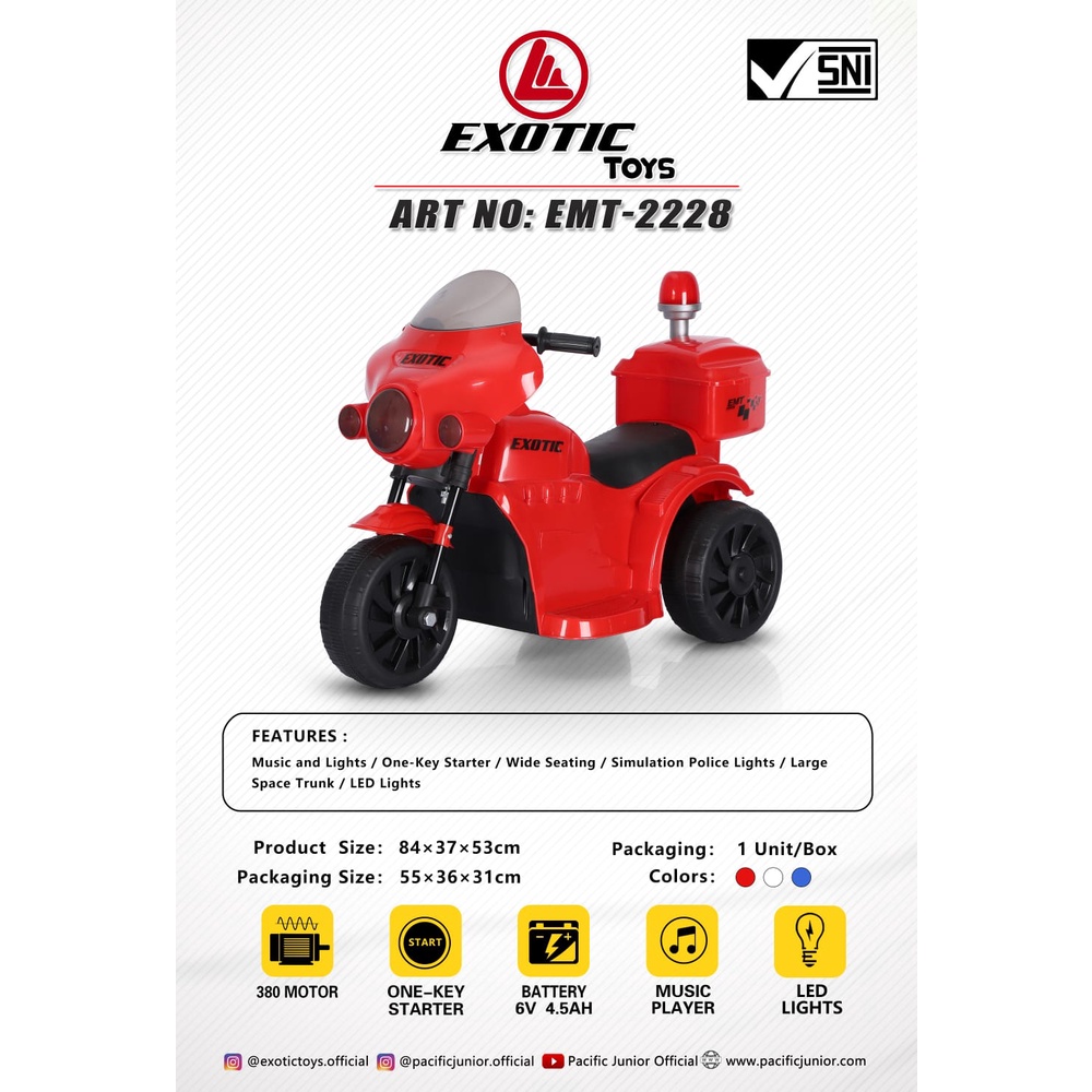 MAINAN MOTOR AKI ANAK EMT 2228 EXOTIC EMT2228 RECHARGEABLE MOTOR