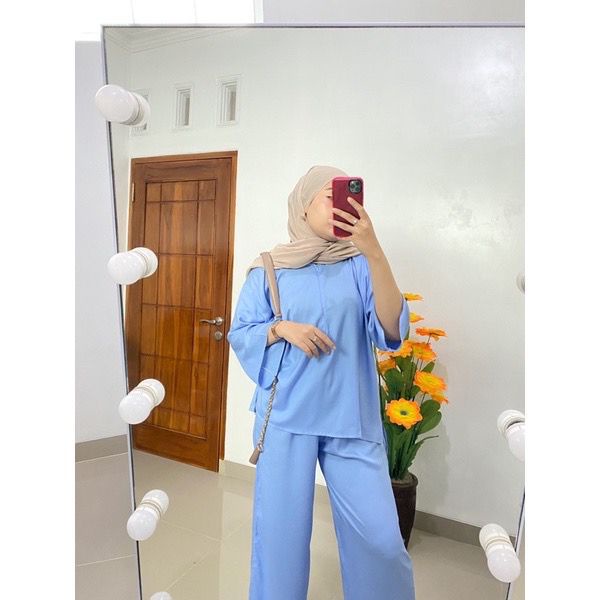 BEFAST - ZFS OOTD Setelan Kulot YUMNA / DOROTHY RAYON DIAMOND KULOT SET / Setelan Wanita / Oneset Kekinian Remaja Wanita / Set Atasan Blouse Lengan Panjang+Celana Kulot / Setelan Polos Casual / Terbaru 2022