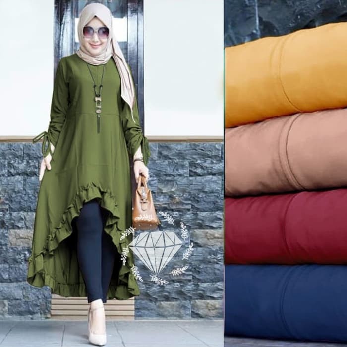 Tunik jumbo cita citata hijau army Baju Wanita wafle murah tnk cin vt