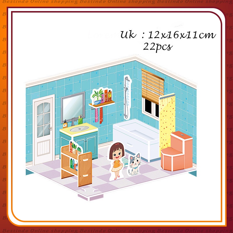 PUZZLE 3D FOAM ukuran Besar LITTLE BATHROOM, BEDROOM, LIVING ROOM & KITCHEN / Mainan Edukasi Anak Pu