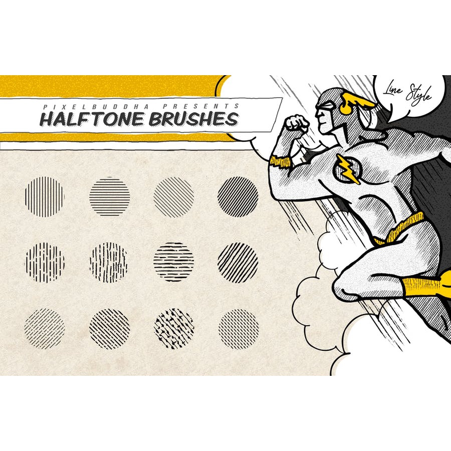 Halftone Lines Vintage - Photoshop Brushes