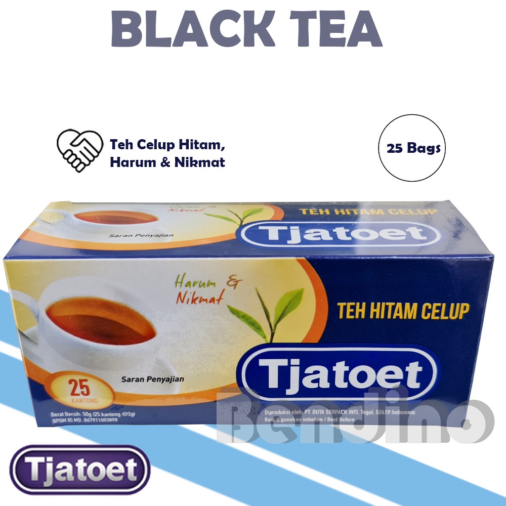 

Teh Tjatoet Black Tea Box = 25 Pcs - Teh Hitam Premium Celup 25Pcs - 2Tang 2 Tang - Catut