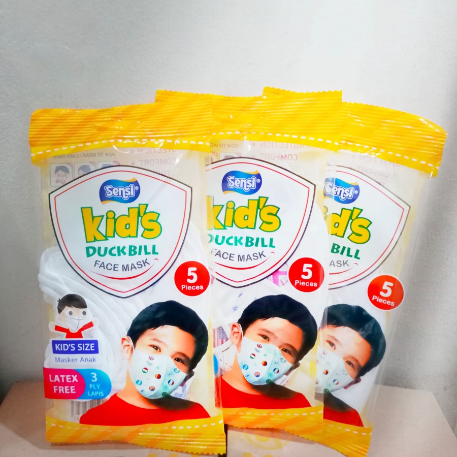 Masker Sensi Duckbill Kids 3 Ply Sachet Original isi 5 pcs