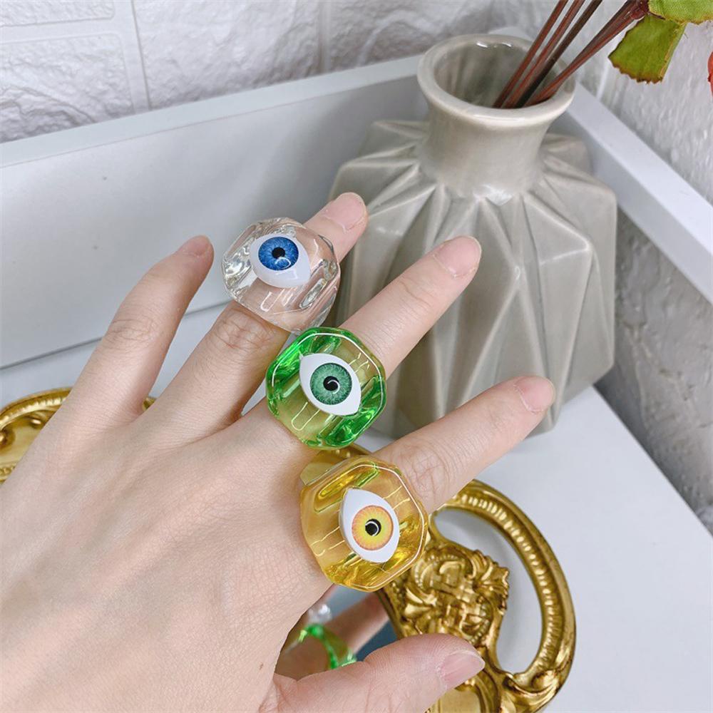 NEEDWAY Cincin Jari Mode Baru Punk Geometris Akrilik Perhiasan Fashion