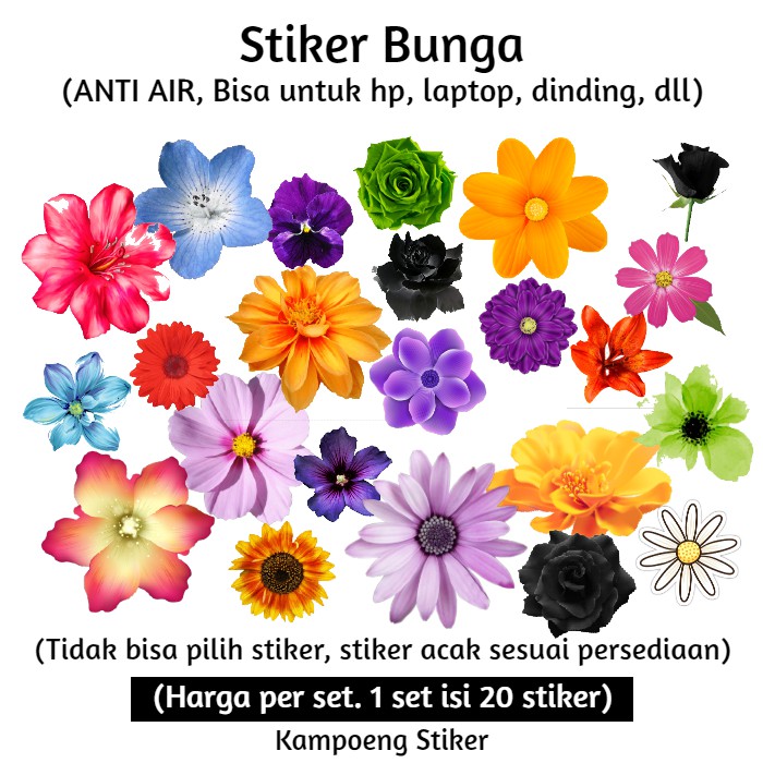 

20pcs Flower Stickers (Stiker Bunga DIY Anti Air,stiker HP Laptop Dinding)