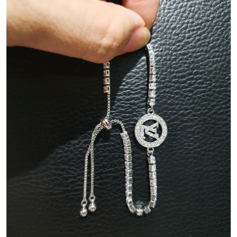 Gelang Titanium Asli Silver mata kilau Model Serut Premium Quality Anti karat anti alergi Stainless steel ori Gsi121