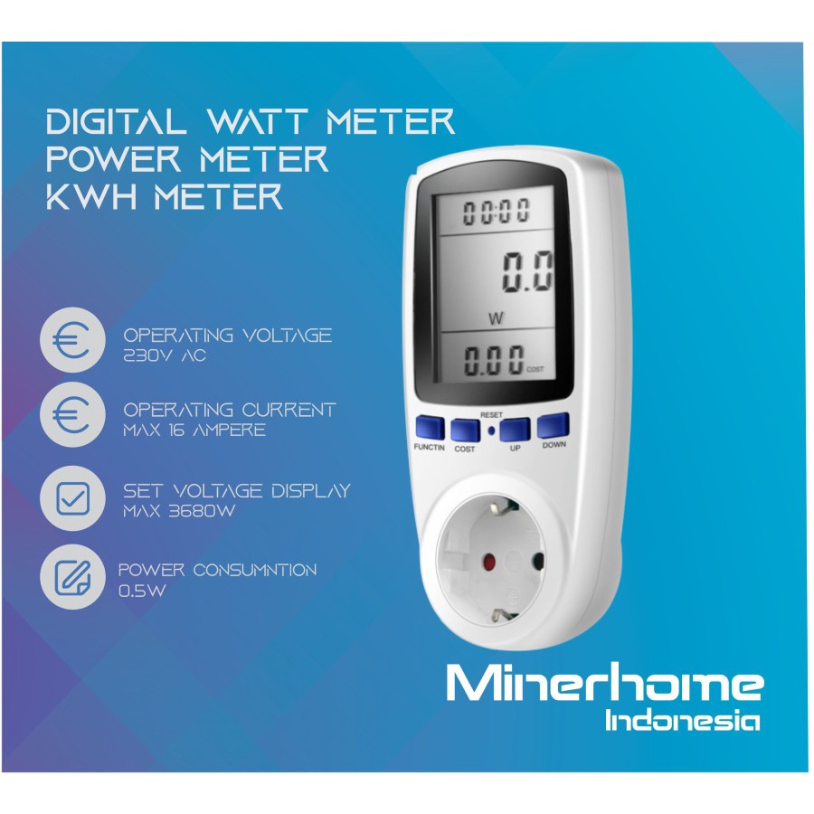 Digital Watt Meter Power Meter Energy Meter Pengukur Arus Listrik