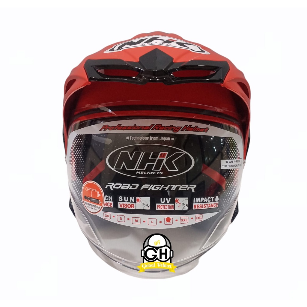 HELM HALF FACE NHK PREDATOR CRYPTON SOLID RED DOUBLE VISOR