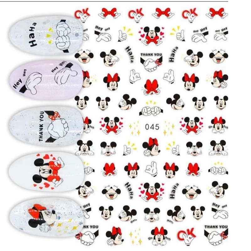 1 Lembar Stiker Kuku Mickey Mouse Motif Lucu dan Unik