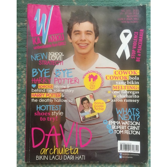 Majalah Kawanku Cover David Archuleta Pre-Loved Second Magazine