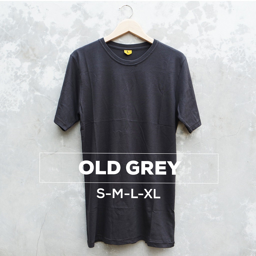 Kaos Polos Pria Old Grey Cotton Combed 30s - Baju Polos Pria Abu Gelap