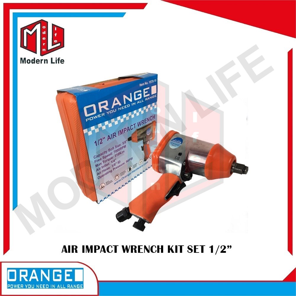 ORANGE Air Impact Wrench Kit 1/2 Inch Mesin Buka Baut Angin Kompresor