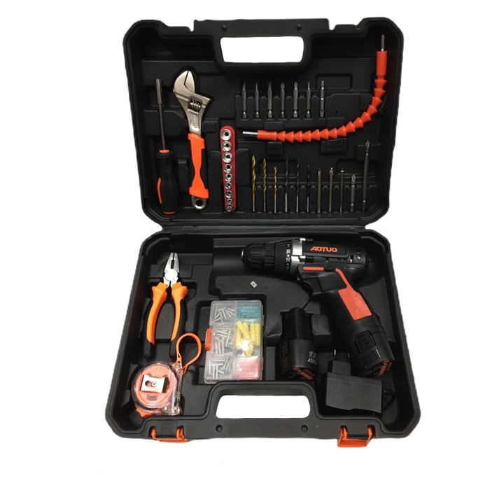 Aotuo Bor Cordless Power Drills Kit Electric Screwdriver - Mesin Bor