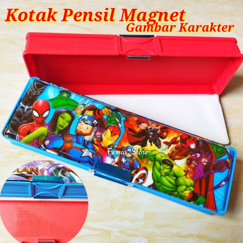 

Tempat Pensil Magnet Karakter 2 Sisi / Box Kotak Pensil Dan Alat Tulis Motif Gambar Karakter Anak Lelaki Dan Perempuan
