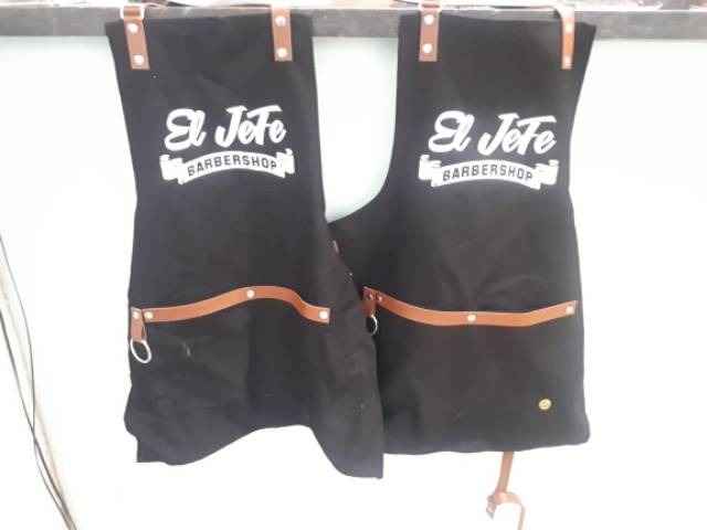 Tambah Logo Pada Celemek Apron Pasang Sablon Merek Menggunakan Polyflex cafe bakery barber bar hotel