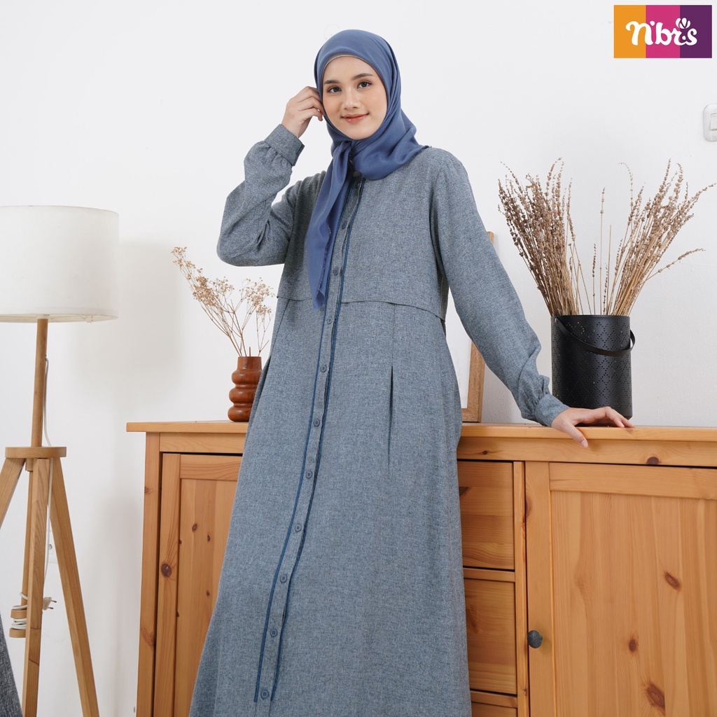 Nibras Gamis NB B97 Bahan Celio Dress Fashion Muslimah Simpel Modern by Nibras bisa COD