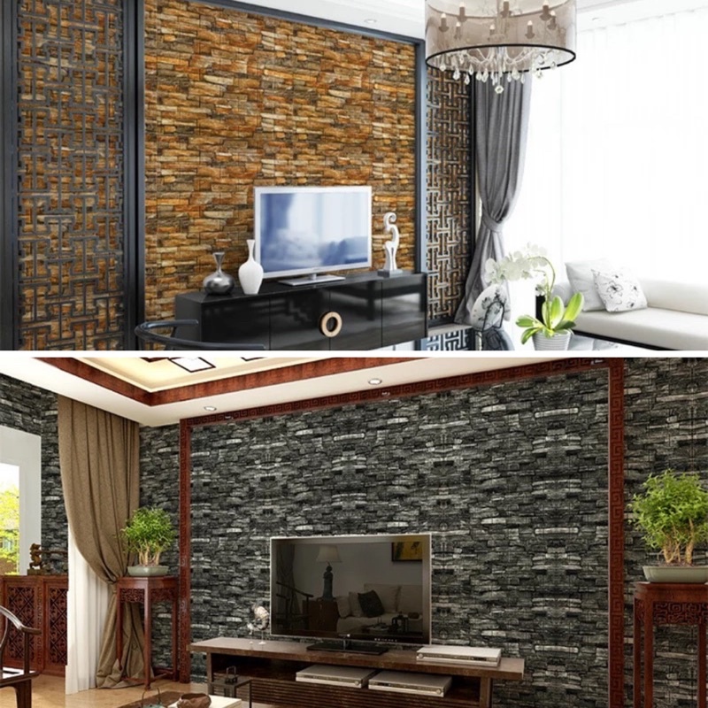 Wallpaper Stiker Dinding 3D Foam Batu Bata Brick 70 x 77cm-2