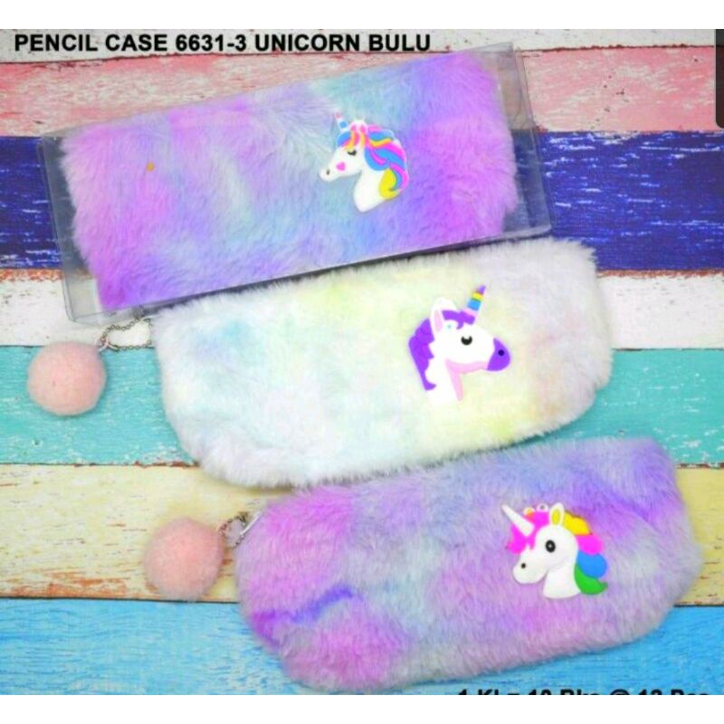 

Tempat Pensil / Dompet Kosmetik Bludru Bulu Resleting Unicorn Cantik