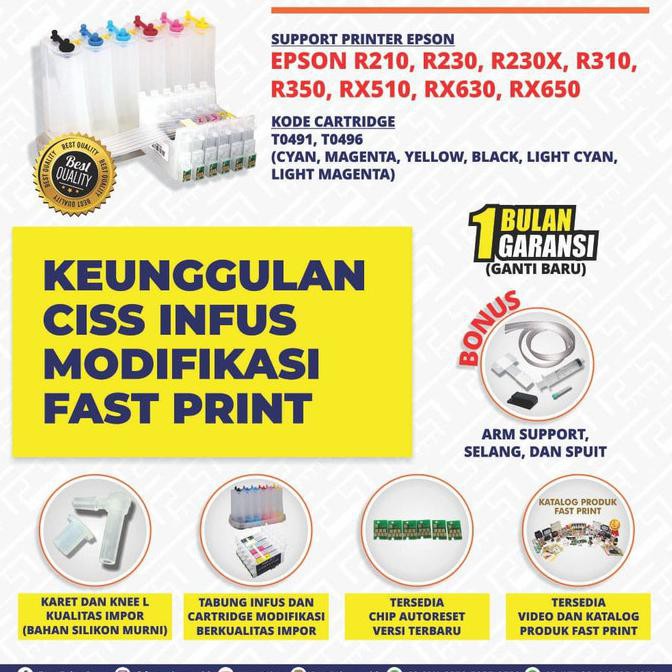 Jual Fast Print Ciss Infus Modifikasi Epson R230 Kosongan Shopee