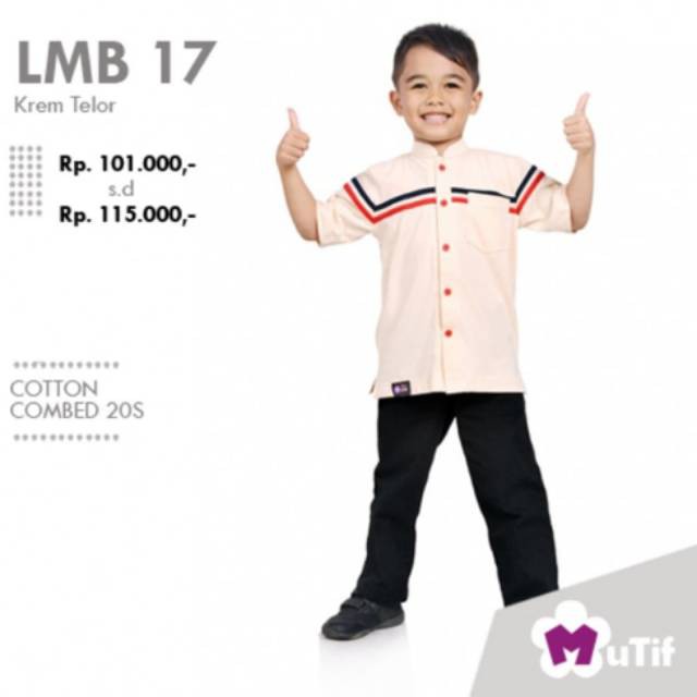 Baju Koko Anak Kaos MUTIF LMB 17 Krem Telor