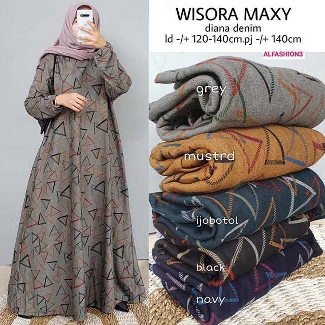 [TERMURAH] Wisora Maxy/Gamis Jumbo Diana Denim/Gamis Jumbo Bawah Lebar/Gamis Jumbo Ld 120 Murah/Gami