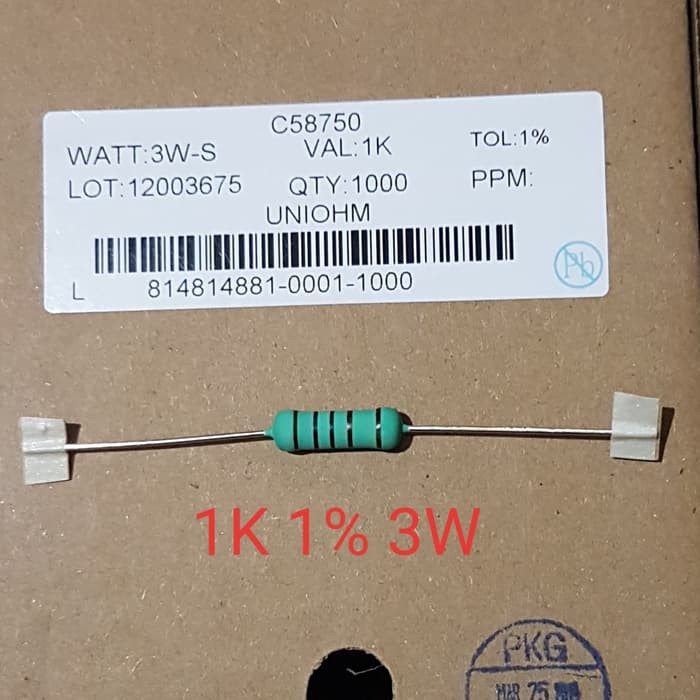 Resistor 1K 1% 3W MF Taiwan
