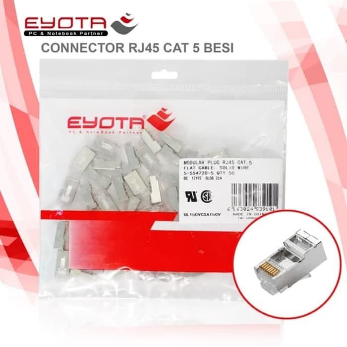 Konektor Rj45 cat5 Besi eyota - Connector iron Rj 45 cat 5 5e iron shield