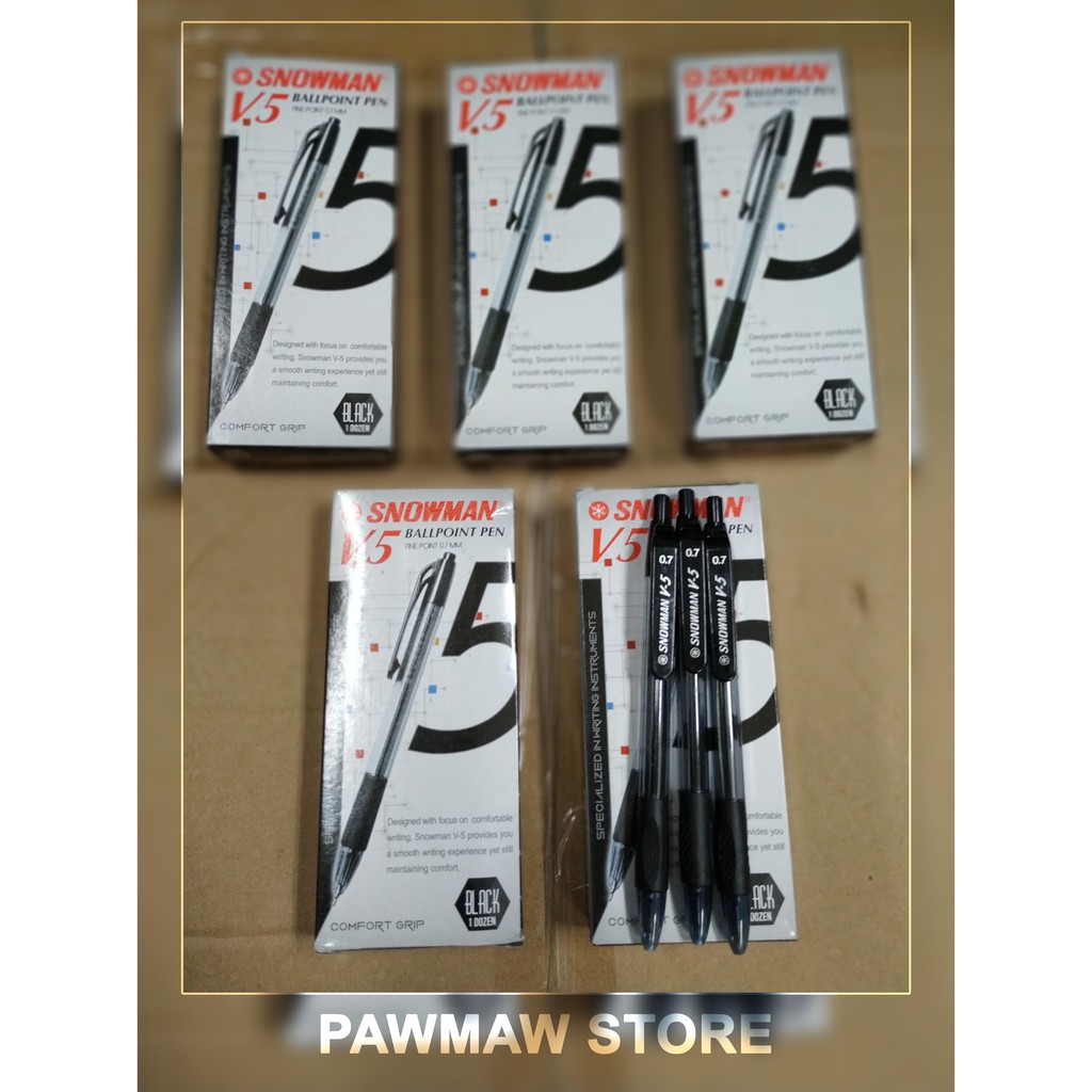 Pulpen Snowman V5 HITAM ( PACK )