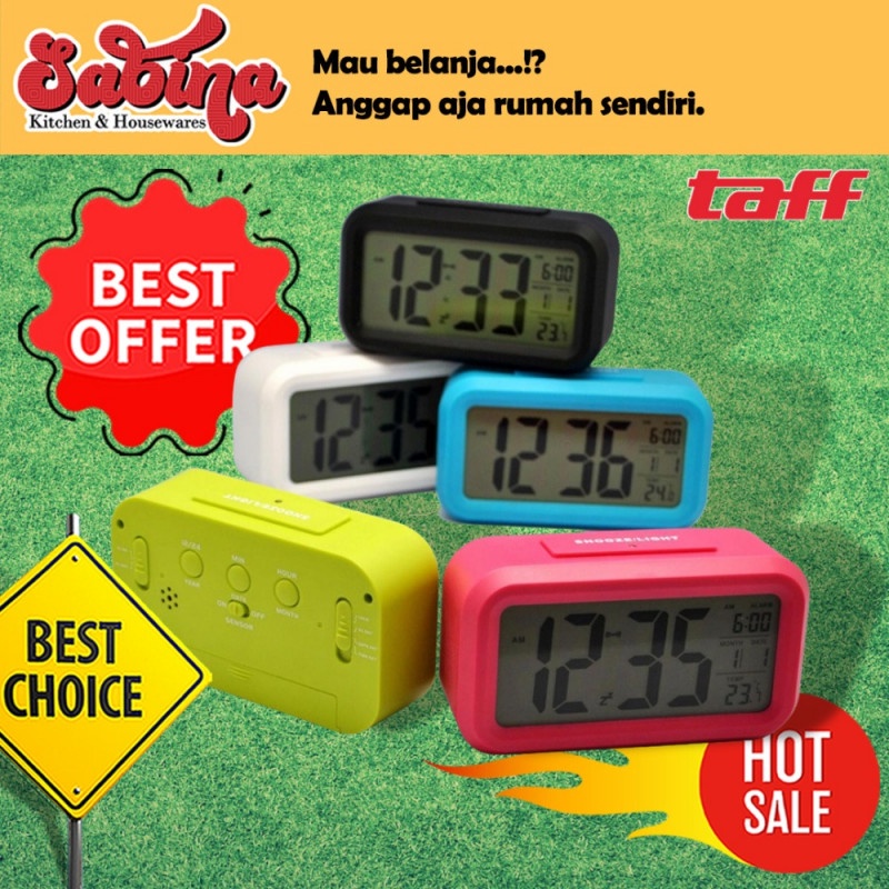 Jam Meja Alarm LCD Digital Clock Fitur Kalender Suhu Ruangan