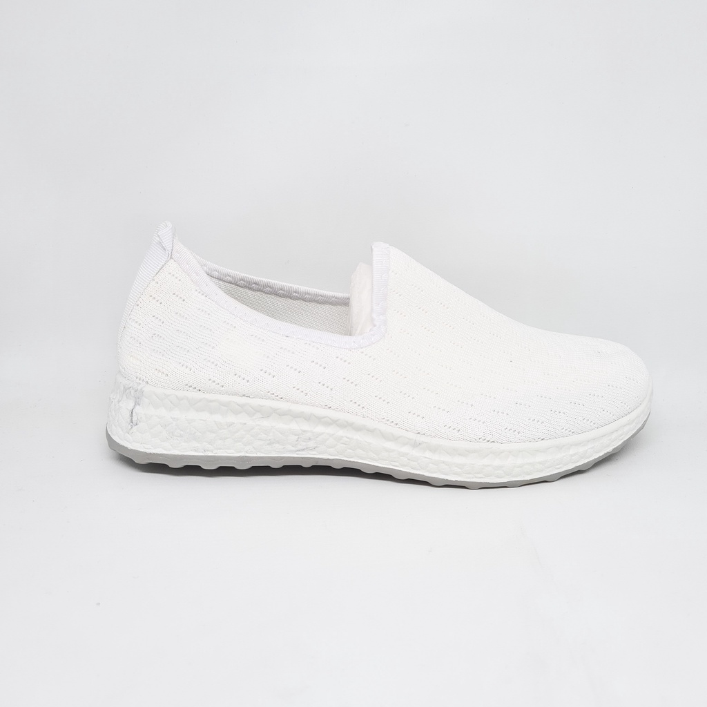 M&M Sepatu Sneakers Wanita Tanpa Tali Flyknit Fashion Korea Casual Sport Shoes N09-Putih