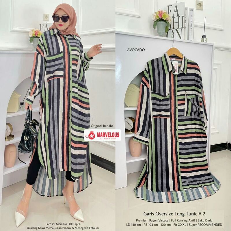 Garis Oversize Long Tunik 2 by Marvelos