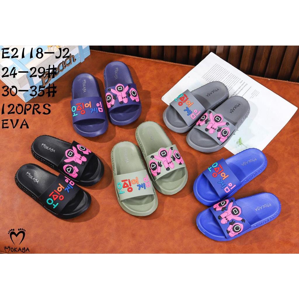 Sandal Slop Eva Anak Cewek Cowok Squid Game Korea Lucu Keren Import Mokaya / Size 30-35 (E2118-J2)