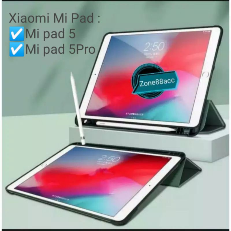 Smartcase Xiaomi Mipad Mi Pad 5 5pro Pro Sarung Softcase Casing Leather Flip Folio Book Buku Cover Case tempat pen Tab Tablet Pelindung belakang stand standing