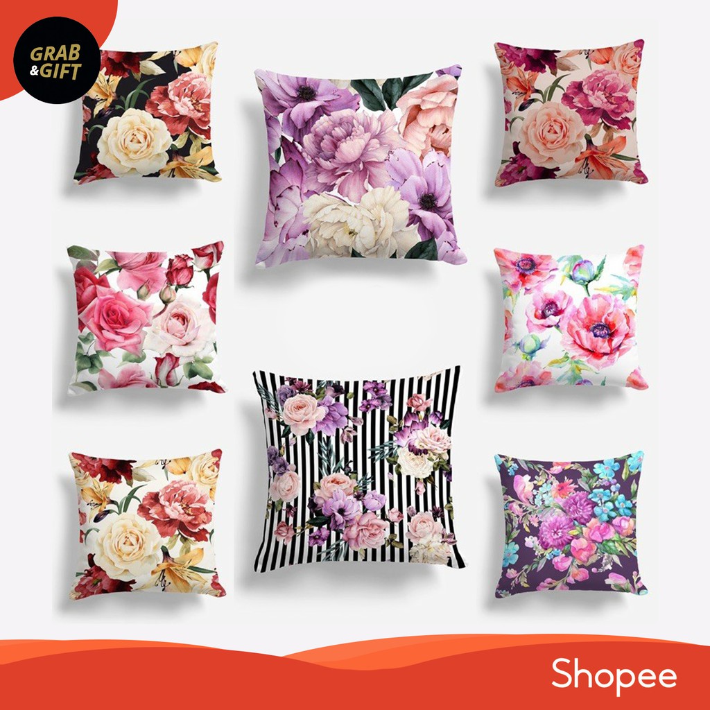 Bantal Sofa Flowers 40x40 cm Bunga Cushion Pillow