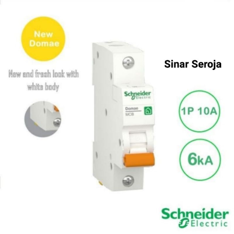 Schneider MCB Domae 1P Phase 2A, 4A, 6A, 10A, 16A, 20A, 25A, 32A Amper Ampere ORIGINAL SNI