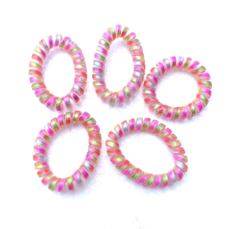 [ COD ] Ikat Rambut Spiral Fashion Korea / Kunciran Rambut Kabel / Tali Rambut Elastis-Spiral Rainbow