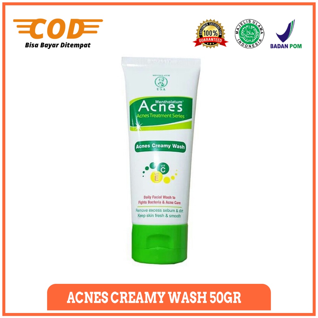 Acnes Creamy Wash 50gr Sabun cuci muka glowing ibat jerawat paling ampuh cewek, obat jerawat paling 
